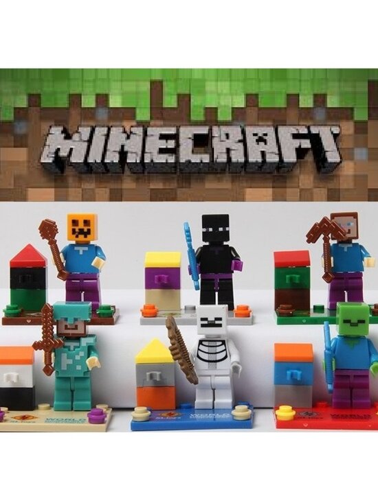 Other - Minecraft Pixelated Gamer Block CAKE TOPPER 6 Figure Set (ASSEMBLY REQUIRED)